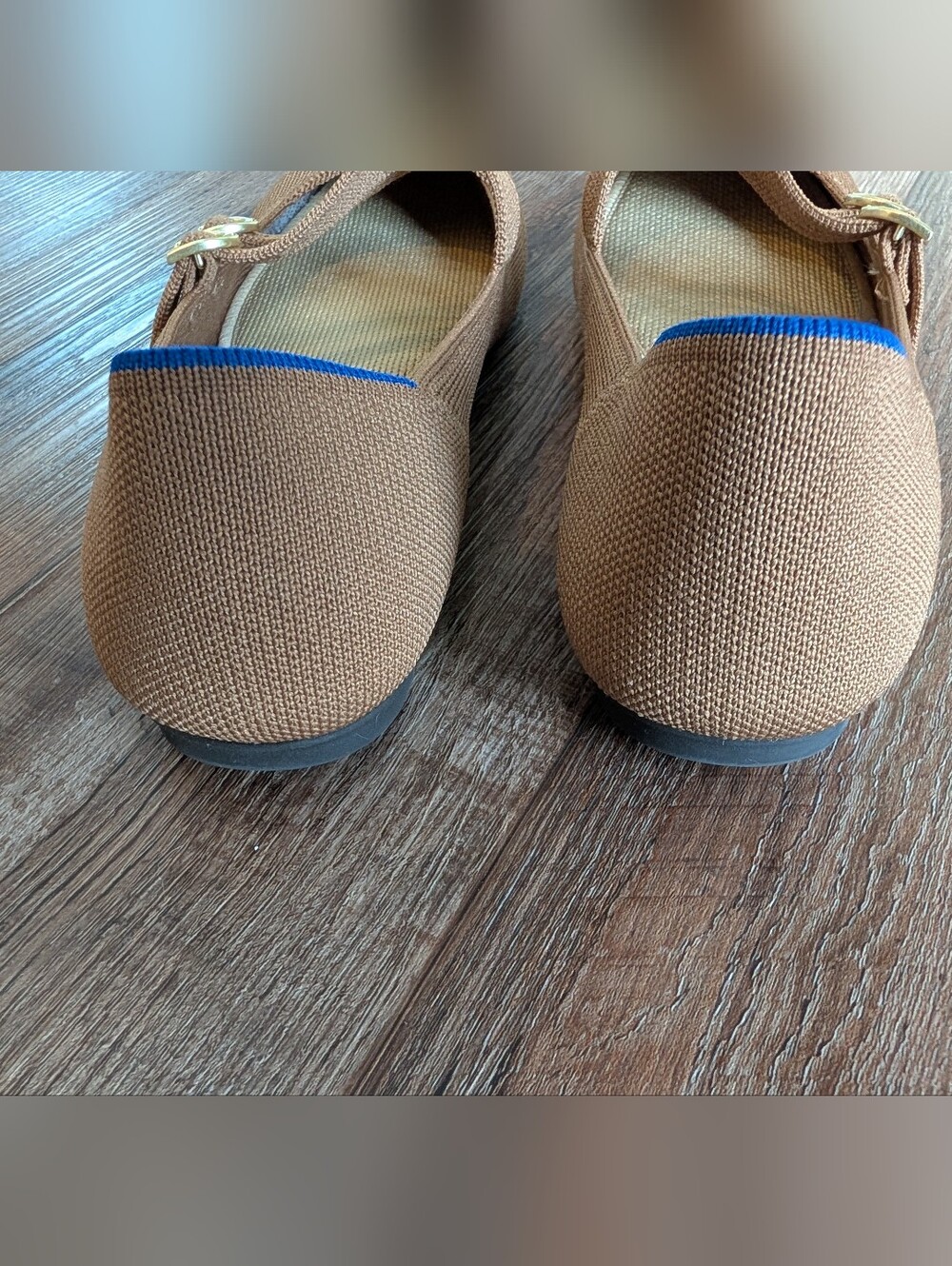 Rothy's The Double Buckle Mary Jane Java Chip Biege Ballet Flats Sz 8 - Picture 5 of 13